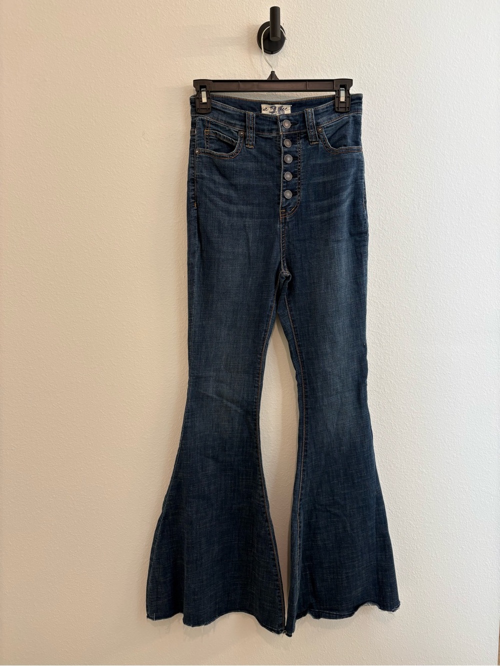 NWT We The Free Dark Blue High-Rise Flare Jeans with Button Fly